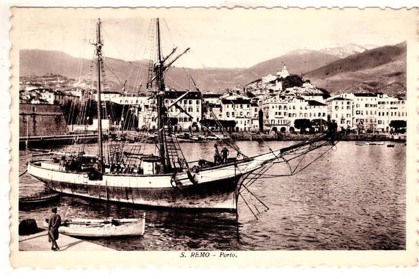 Cartolina antica San Remo il porto sped. In Austria