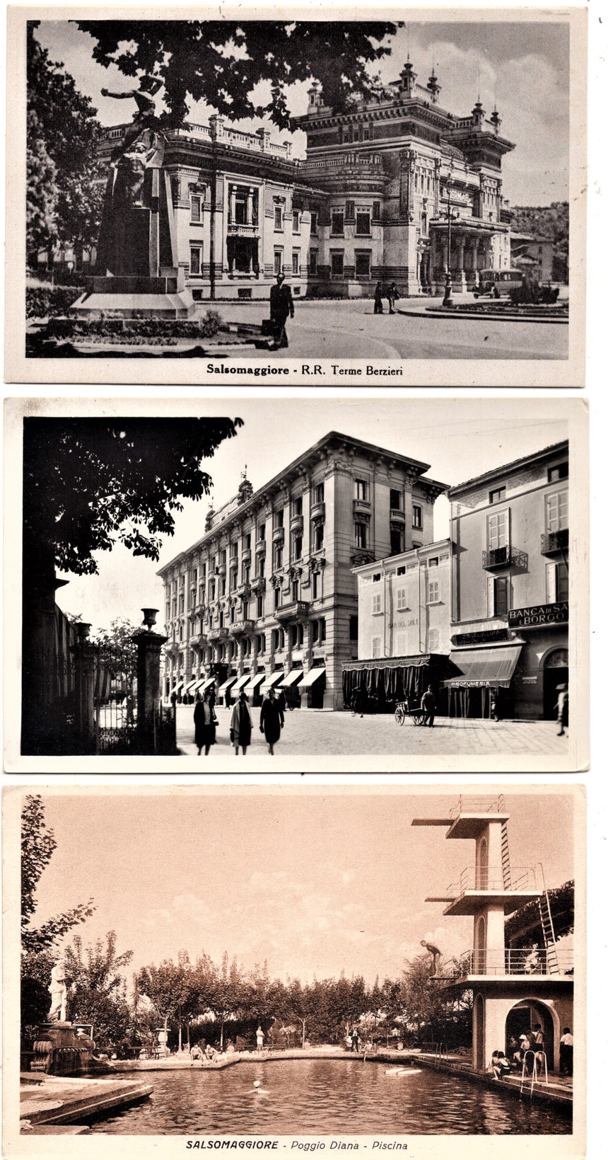 Cartolina antica Salsomaggiore piscina Hotel Regina R.Terme Berezieri