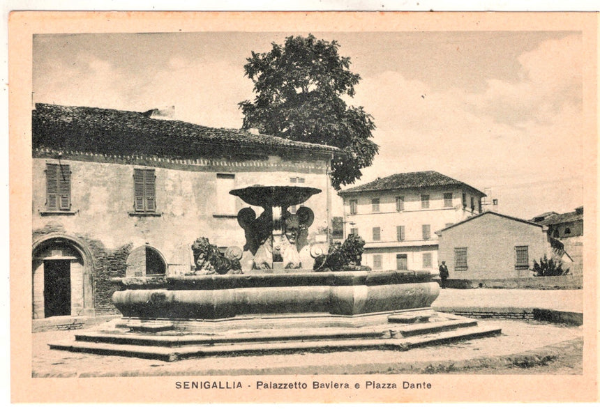 Cartolina antica Senigallia palazzetto Baviera e piazza Dante