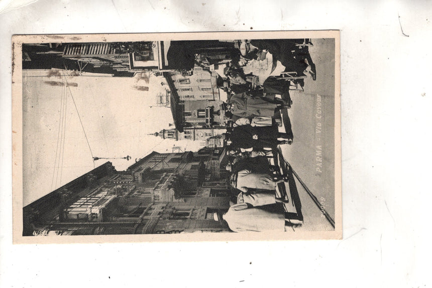 Cartolina antica Parma via Cavour sped. a Palermo