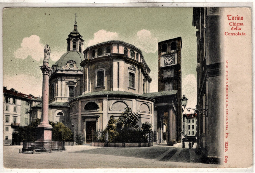 Cartolina antica Torino chiesa della Concordia