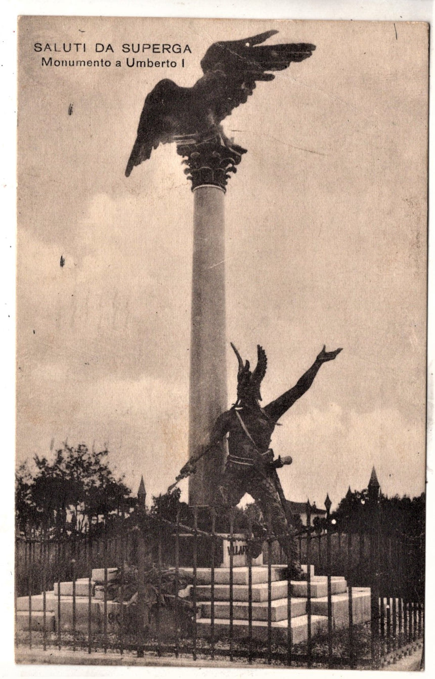 Cartolina antica Superga monumento a Umberto I