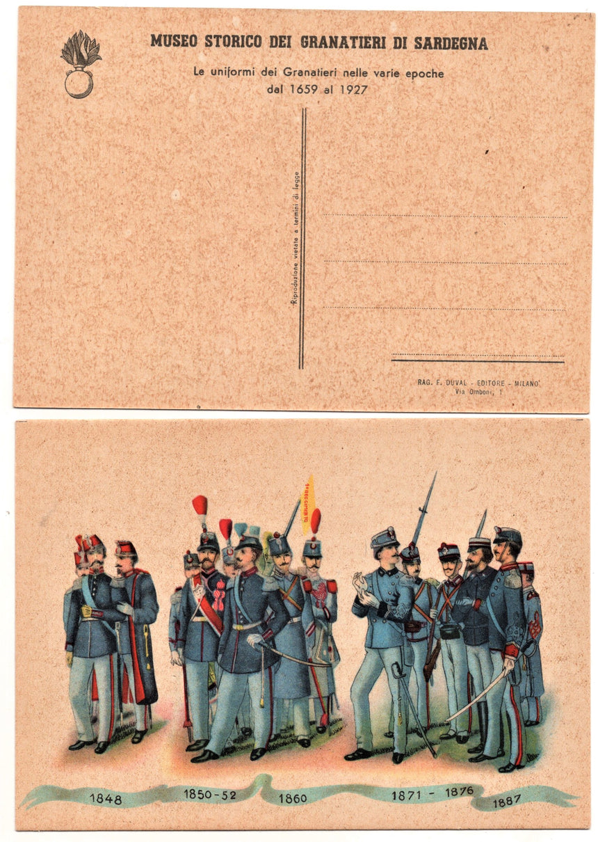 Cartolina Militare Seconda Guerra Mondiale Uniformi granatieri nelle varie epoche | Collezionissimo