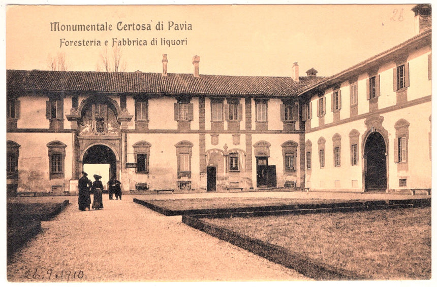 Cartolina Pavia la Certosa foresteria fabbrica di liquori | Collezionissimo