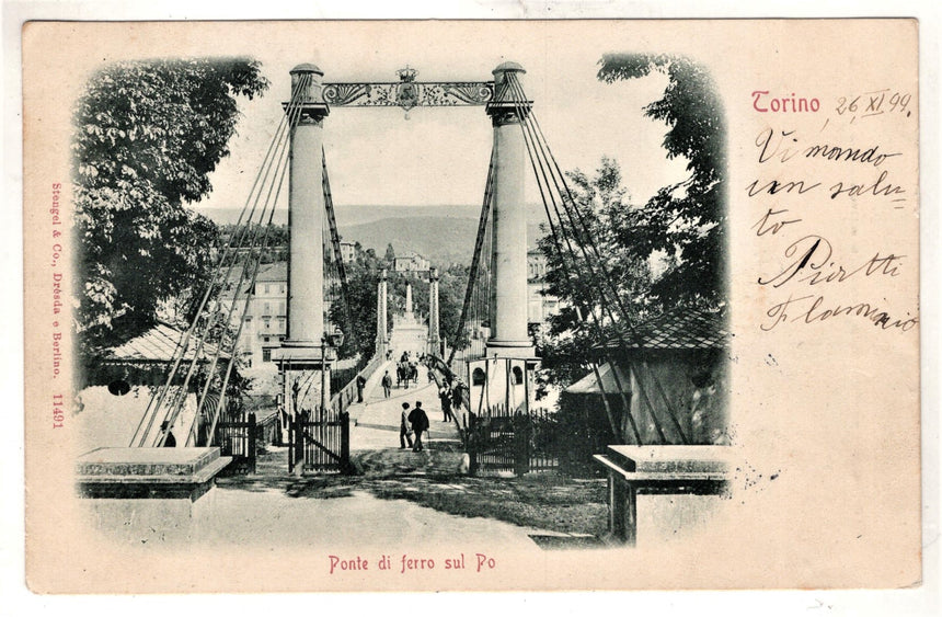 Cartolina Torino Ponte di ferro sul Po | Collezionissimo