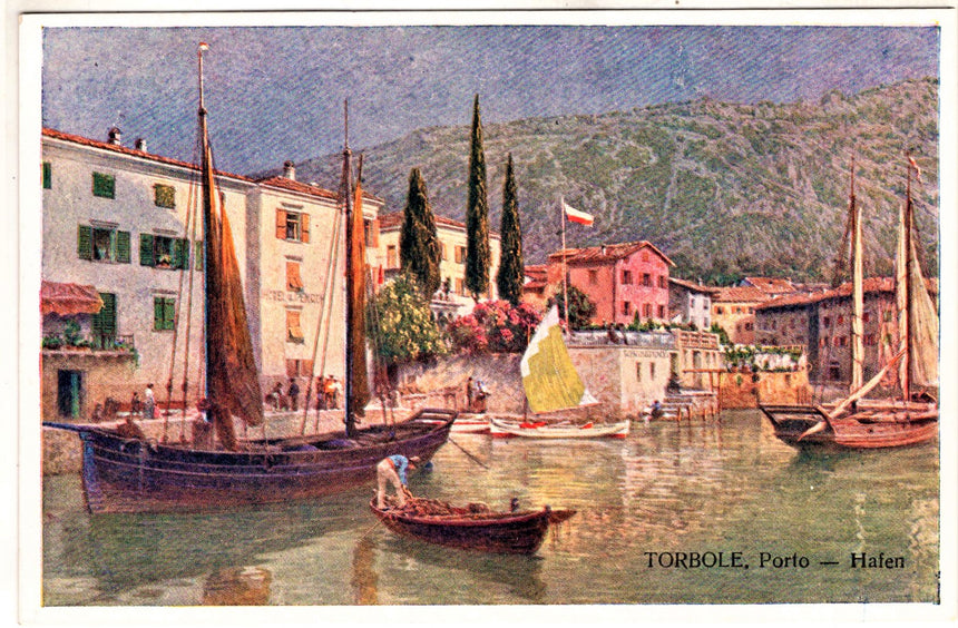 Cartolina antica Torbole del Garda - Il porto