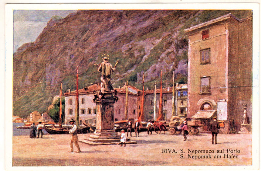 Cartolina antica Riva del Garda - San Nepomuco al porto