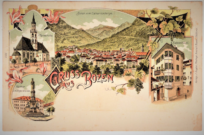 Cartolina antica Saluti da Bolzano - Gruss aus Bozen