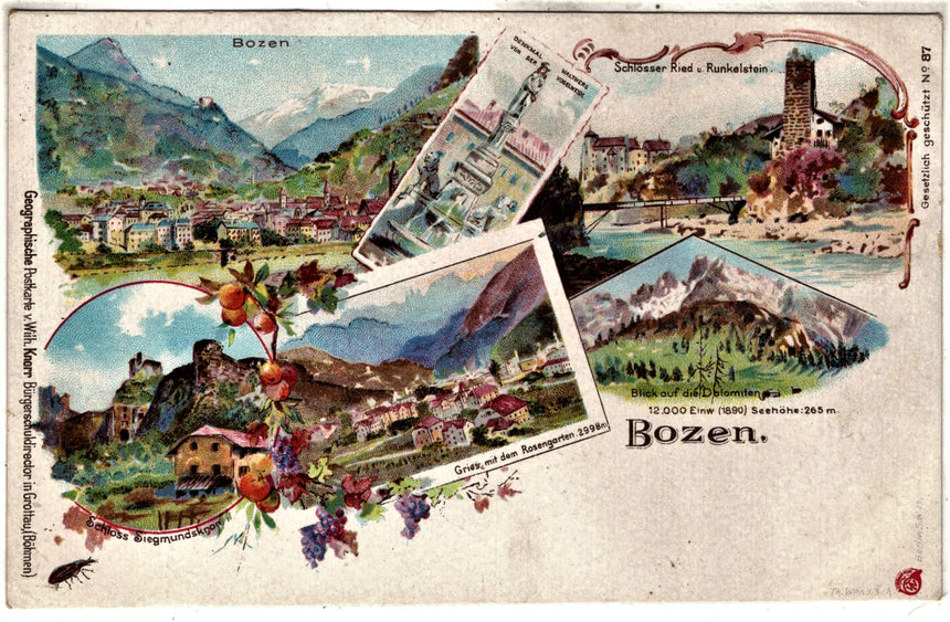 Cartolina antica Saluti da Bolzano - Gruss aus Bozen