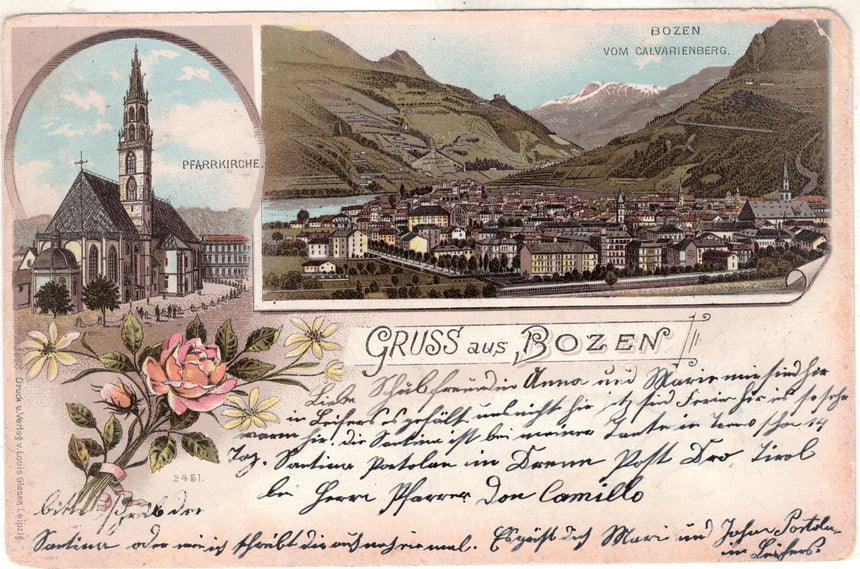 Cartolina antica Saluti da Bolzano - Gruss aus Bozen