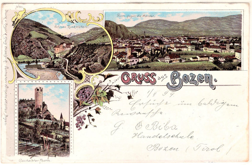 Cartolina antica Saluti da Bolzano - Gruss aus Bozen