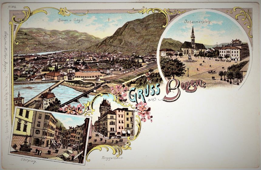 Cartolina antica Saluti da Bolzano - Gruss aus Bozen