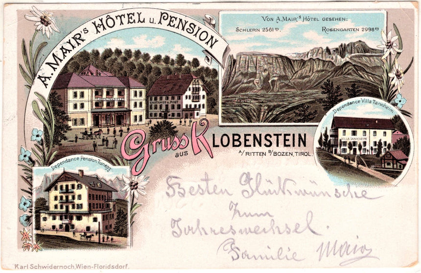 Cartolina antica A. Mair's Hotel und Pension - Renon