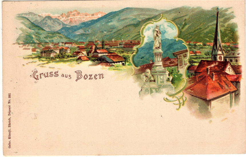 Cartolina antica Saluti da Bolzano - Gruss aus Bozen