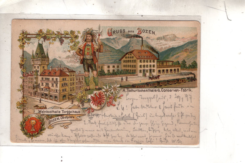 Cartolina antica Saluti da Bolzano - Gruss aus Bozen