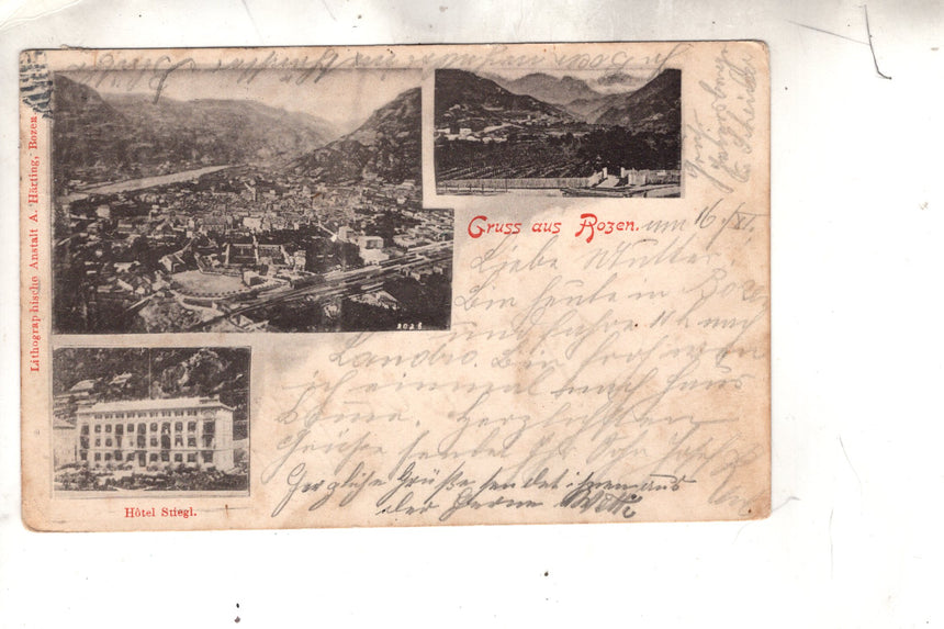 Cartolina antica Saluti da Bolzano - Gruss aus Bozen