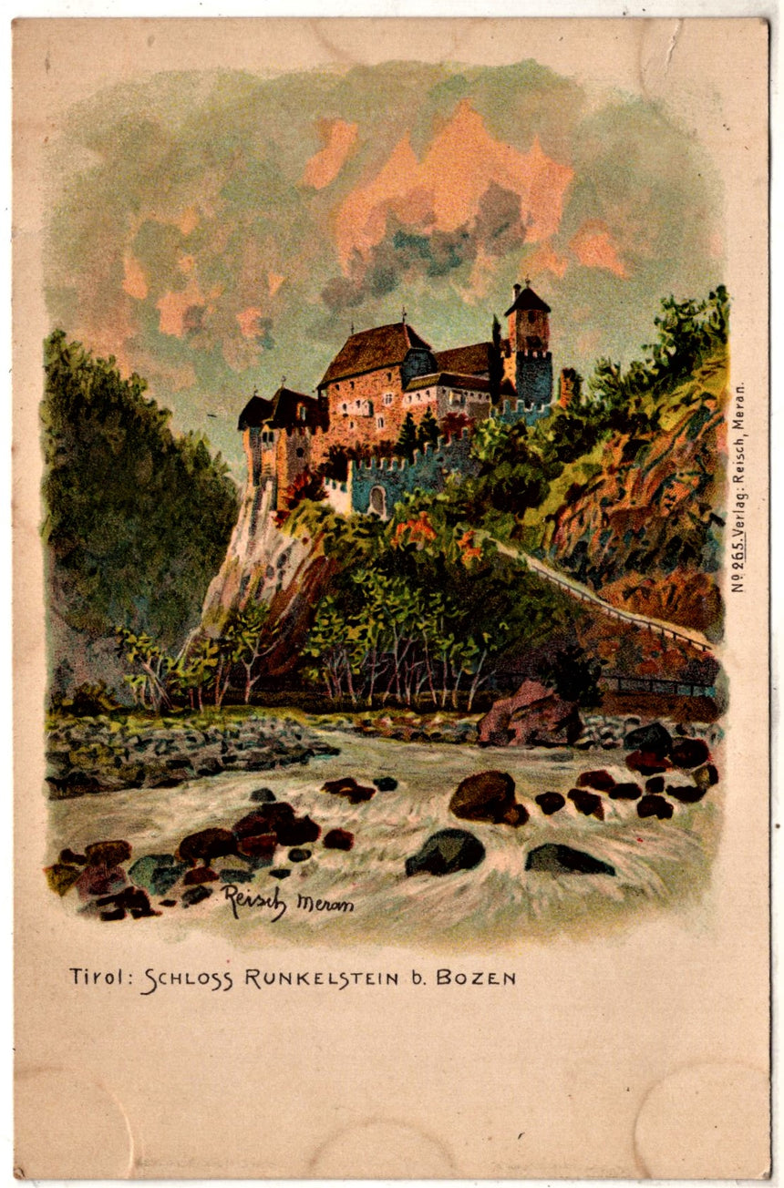 Cartolina antica Tirol Schloss Runkelstein Boxen Reisch Meran n265