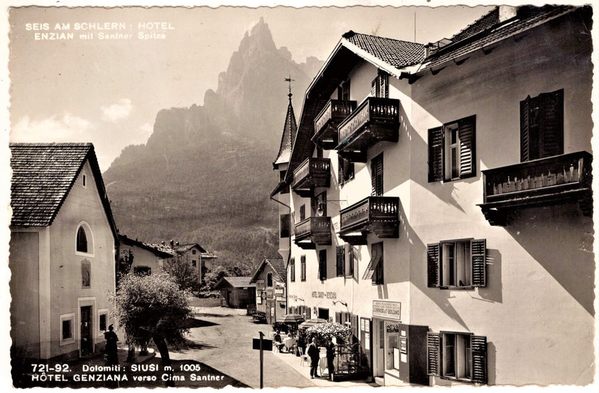 Cartolina antica Sudtirol Siusi albergo Genziana