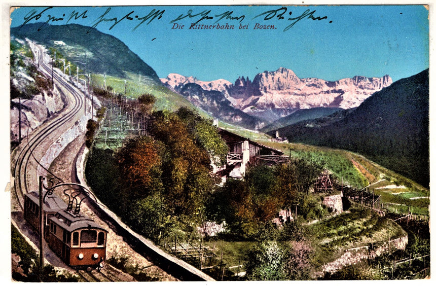 Cartolina antica Sudtirol Ritnerbahn bei Bozen