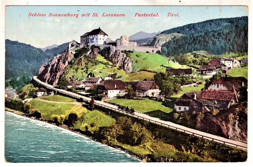 Cartolina antica Sudtirol Schloss Sonnenburg mit St.Lorenzen