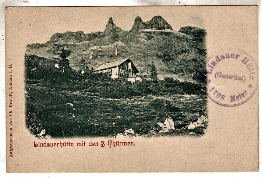 Cartolina antica Sudtirol Lindauerhutte mit den 3 Thurmen