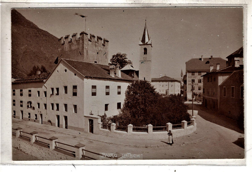 Cartolina antica Sudtirol foto cartolina val Venosta burg Latsch