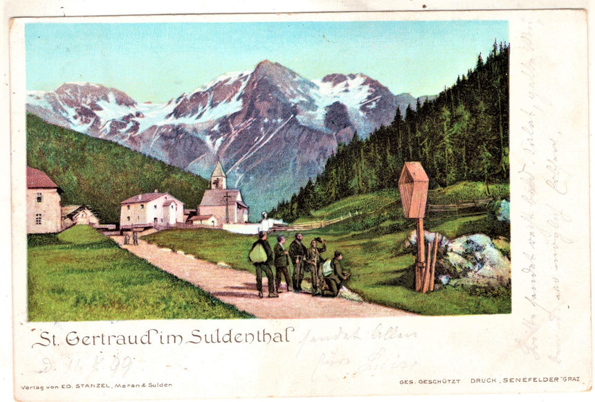 Cartolina antica Sudtirol St. Gertraud in Suldenthal