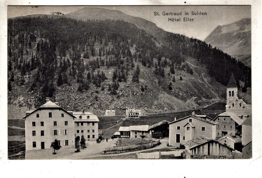 Cartolina antica Sudtirol St. Gertraud in Sulden hotel Eller