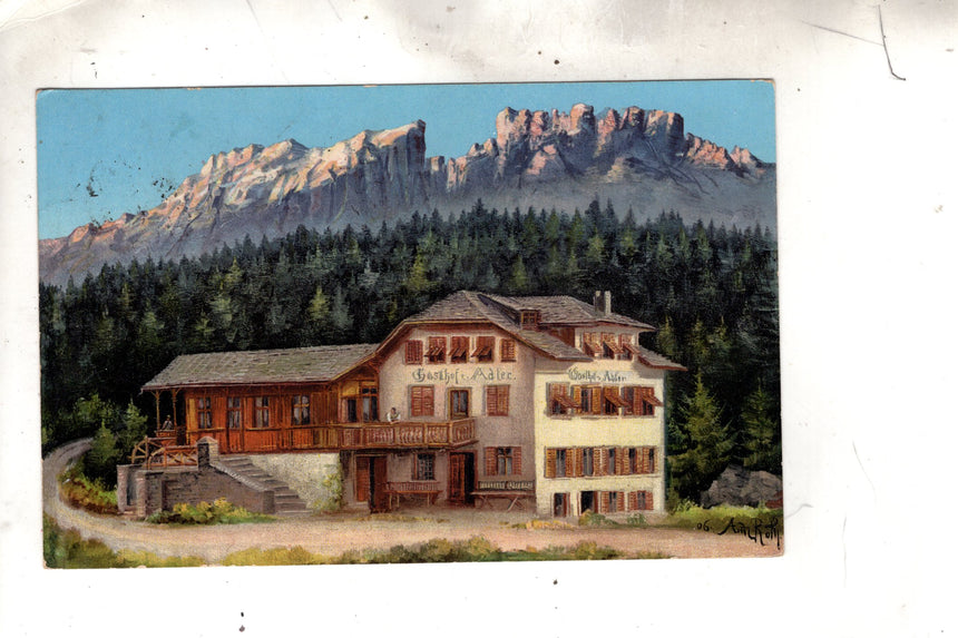 Cartolina antica Sudtirol Gasthof Adler in Welschnofen