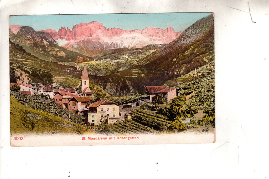 Cartolina antica Sudtirol St. Magdalene mit Rosengarten