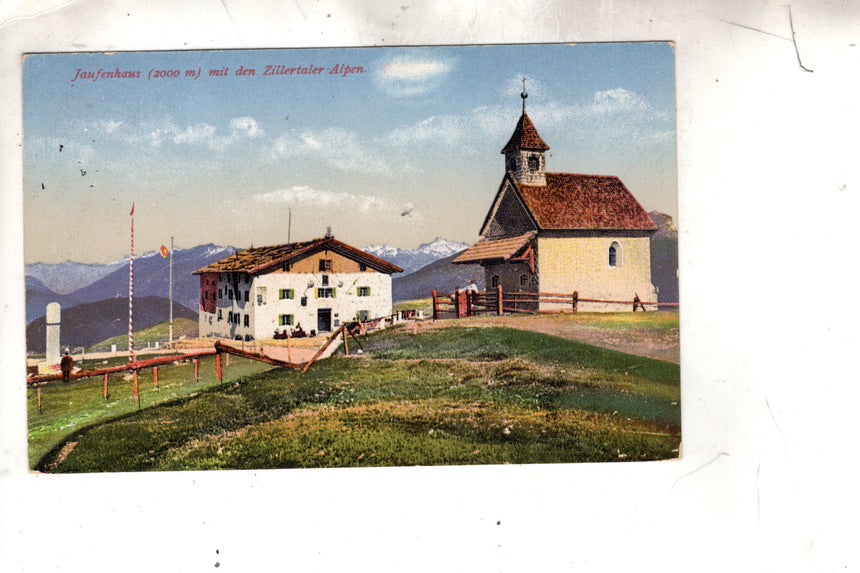 Cartolina antica Sudtirol Jaufenhaus mit den Zillertaler Alpen