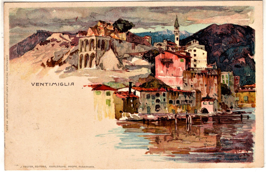 Cartolina antica Ventimiglia dis. M. Wielandt 224