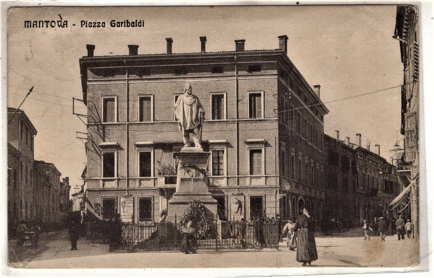 Cartolina antica Mantova piazza Garibaldi