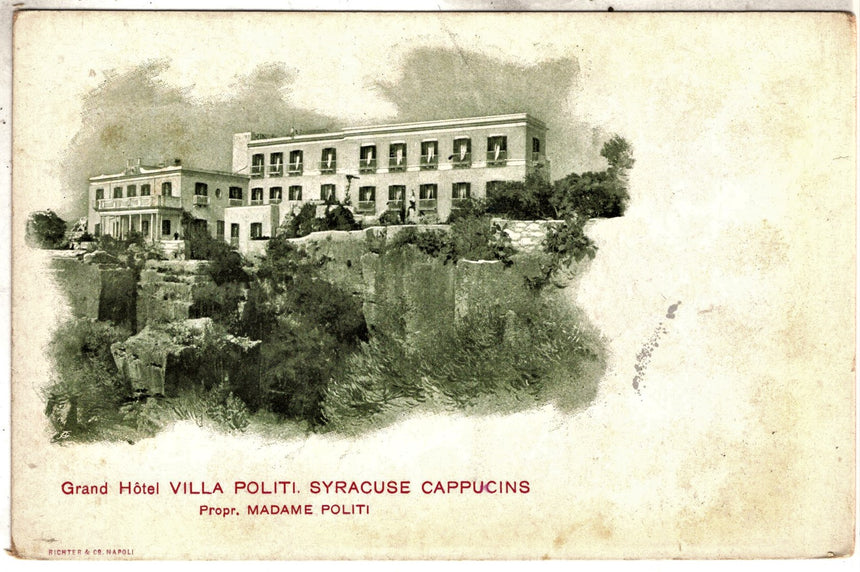 Cartolina antica Siracuse Grand hotel Villa Pòliti