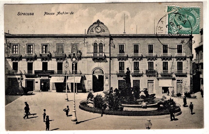 Cartolina antica Siracusa piazza Archimede