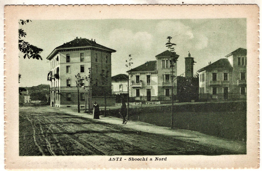 Cartolina antica Asti blocchi a nord