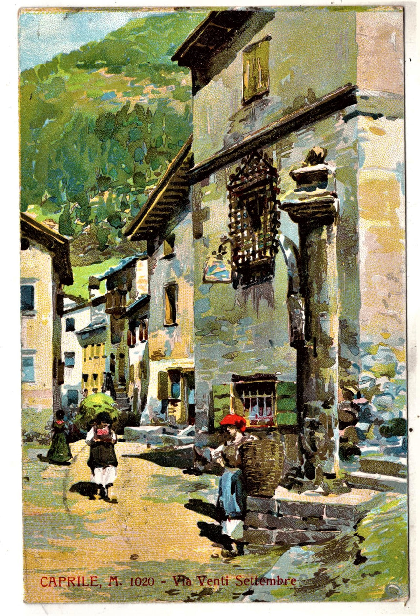 Cartolina antica Caprile via XX settembre spedita x Austria