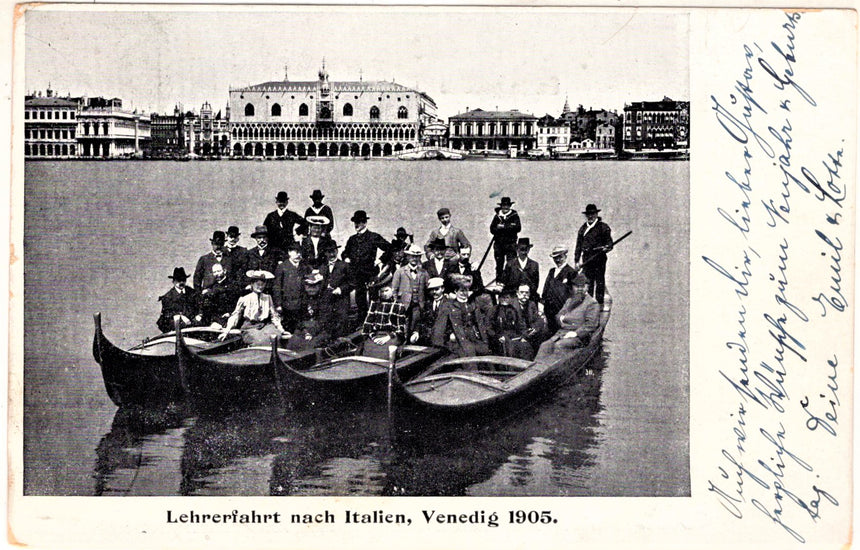 Cartolina antica Venezia Lehrerfahrt nach Italien maestri in visita in Italia 1905