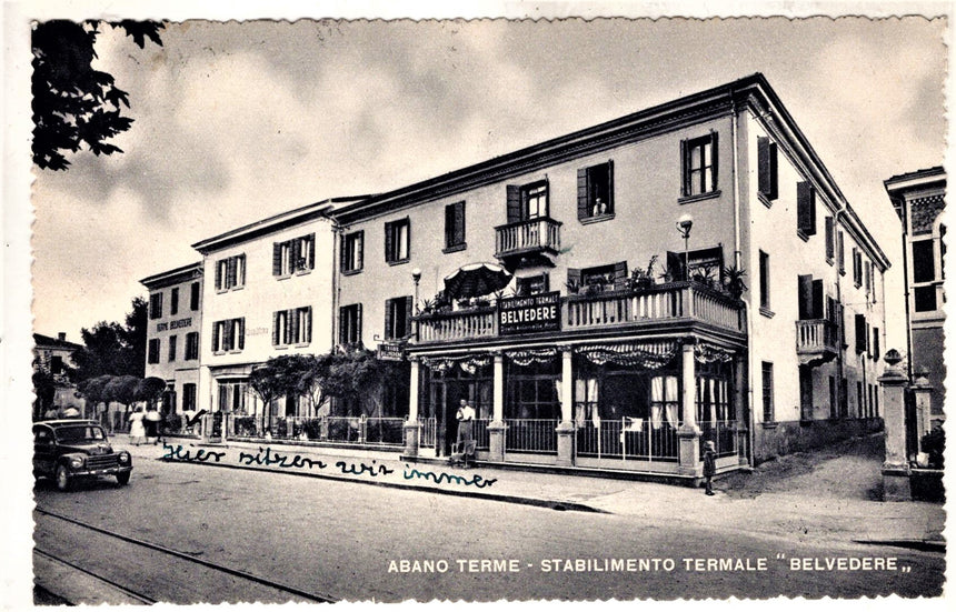 Cartolina antica Abano Terme stabilimento termale Belvedere