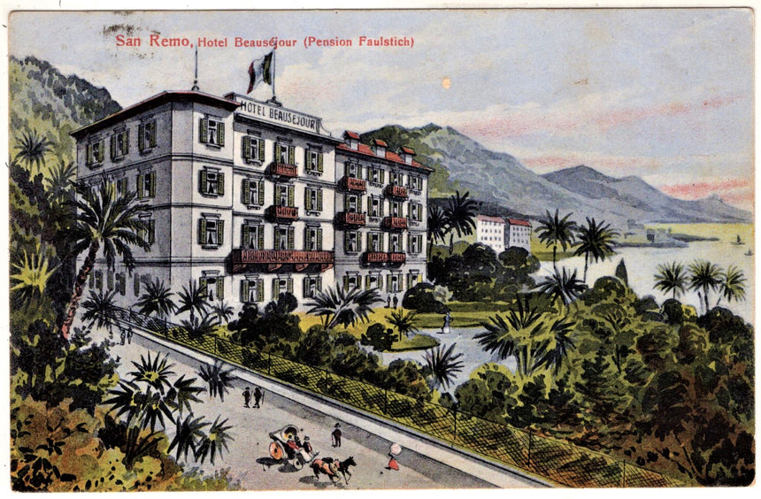 Cartolina antica San Remo hotel Beausejour Pension Faulstich