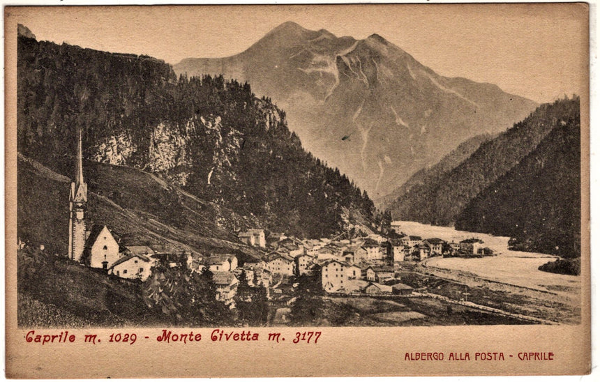 Cartolina antica Caprile e monte Civetta