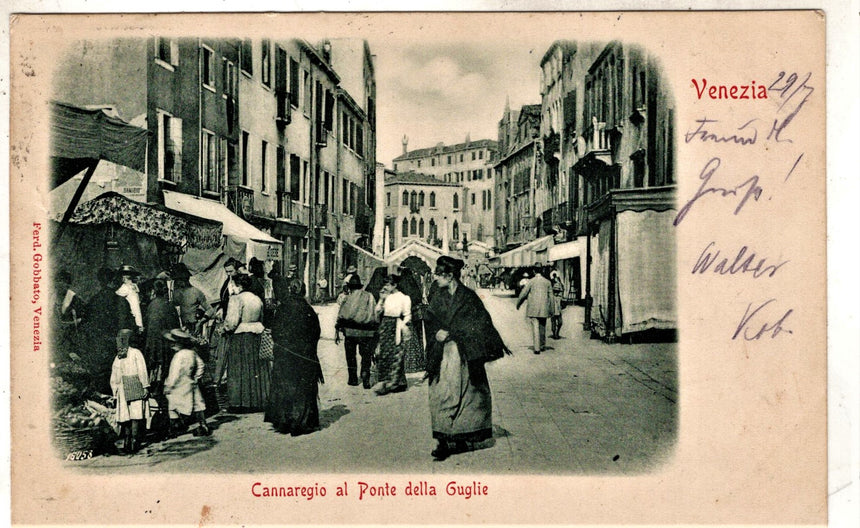 Cartolina antica Venezia Cannaregio al ponte delle Guglie