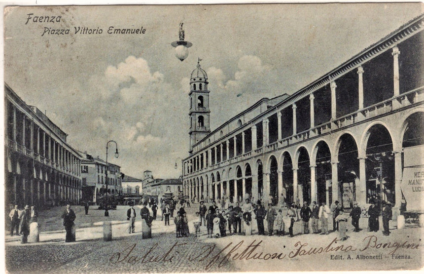 Cartolina antica Faenza piazza Vittorio.Emanuele