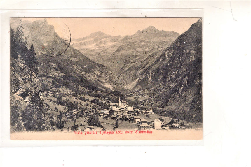 Cartolina antica Alagna vedita generale anno 1909