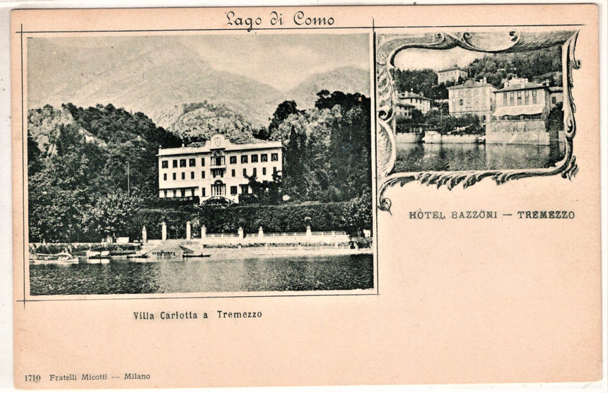 Cartolina antica Lago di Como hotel Bazzoni Tremezzo