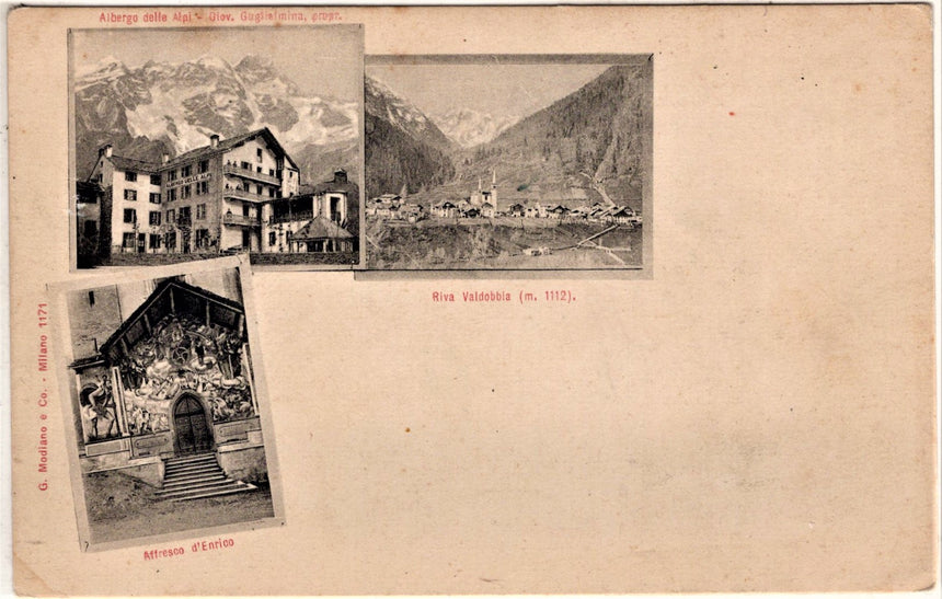 Cartolina antica Riva Valdobbia albergo delle Alpi