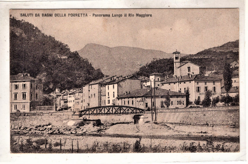 Cartolina antica Saluti da bagni della Porretta