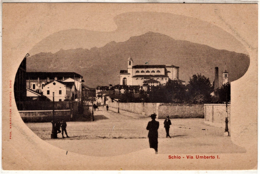 Cartolina antica Schio via Umberto I