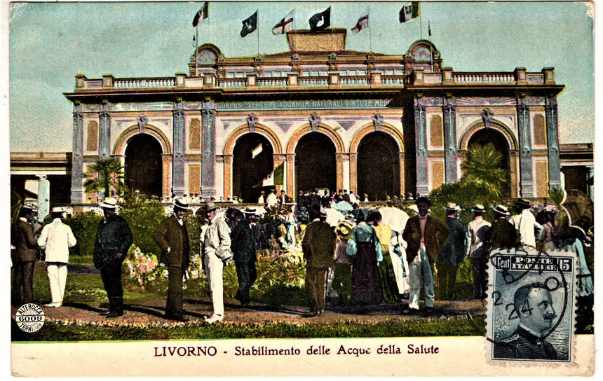 Cartolina antica Livorno Stabilimento delle acque della salute