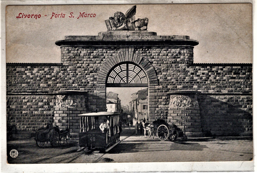 Cartolina antica Livorno Porta San Marco